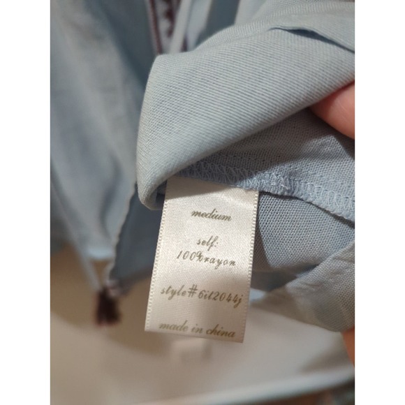 Blue Rain Francesca's Embroidered Tassel Top Blouse NWT - Picture 4 of 4